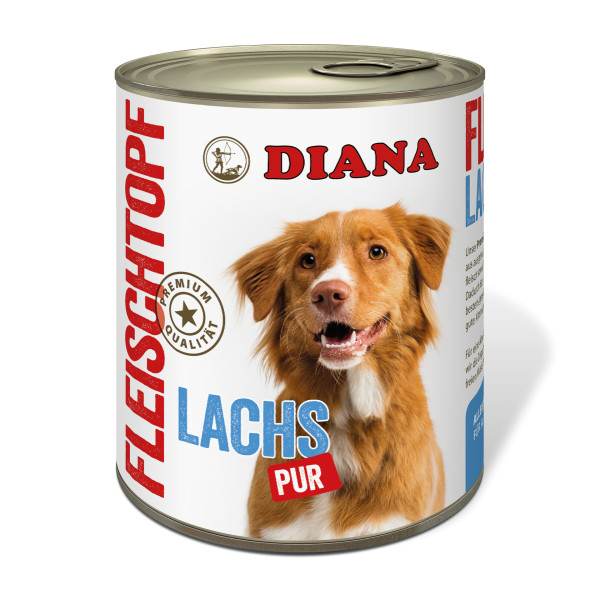 DIANA Fleischtopf Lachs pur, 800g - Premium Nassfutter für Hunde 